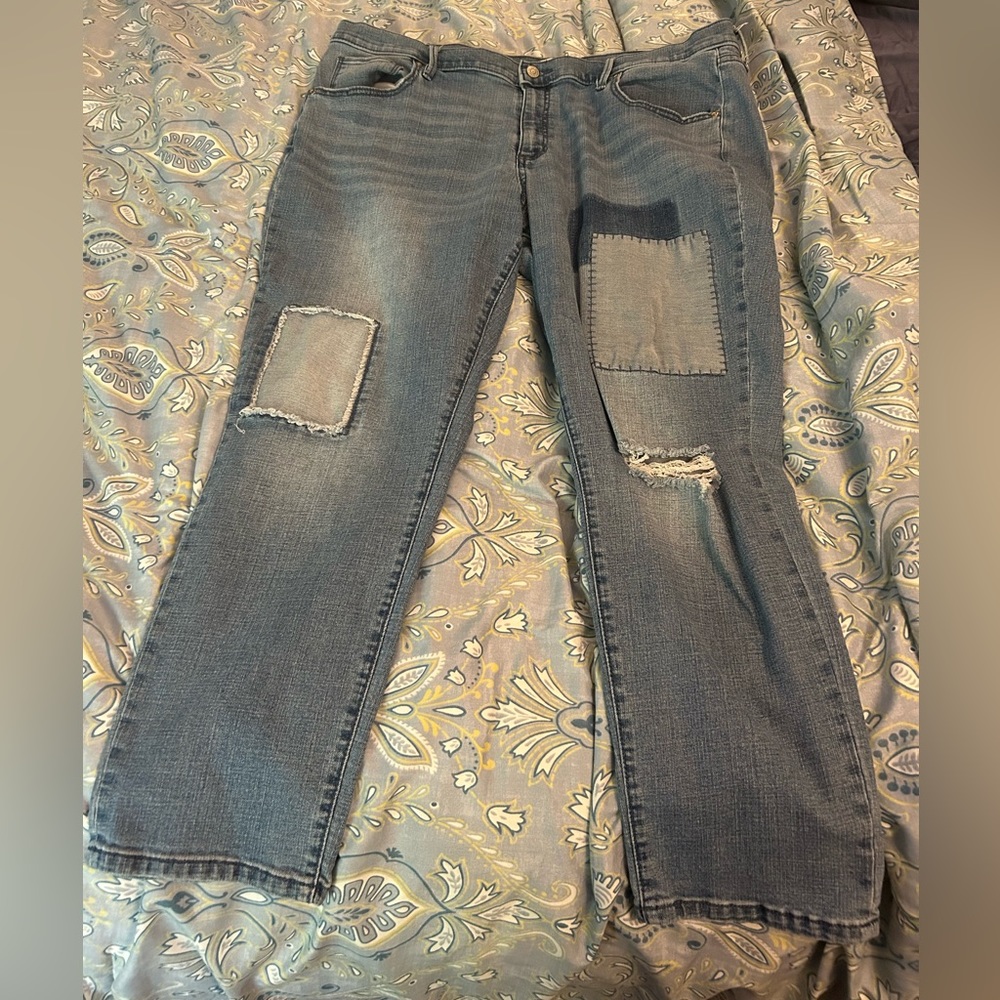 Sonoma girlfriend jeans 18 patch work and distressed